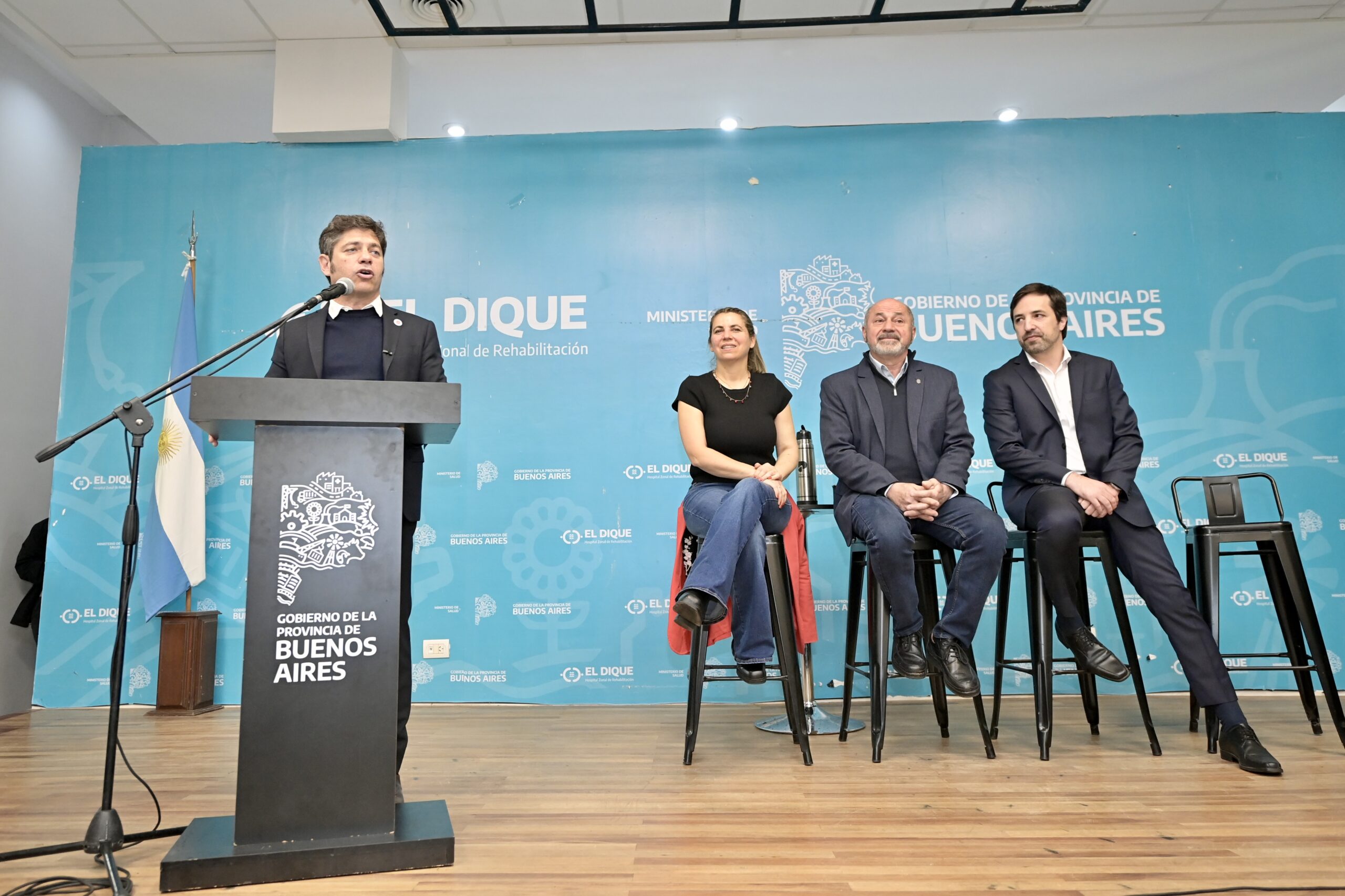 Axel Kicillof durante la presentación del segundo Plan Provincial de Salud Mental 2026-2031 en el Hospital El Dique de Ensenada.